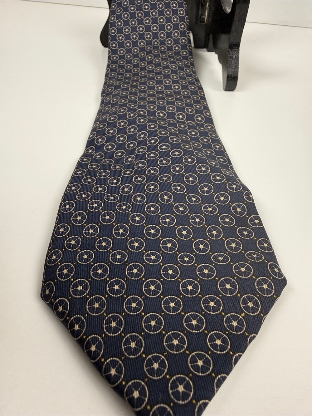 Chopard Navy and Cream Geometric Silk Tie